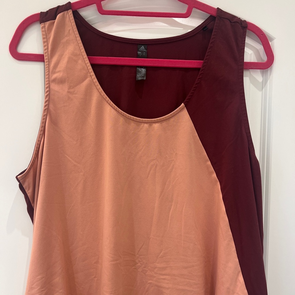 adidas Women's Peach and Burgundy Tank Top